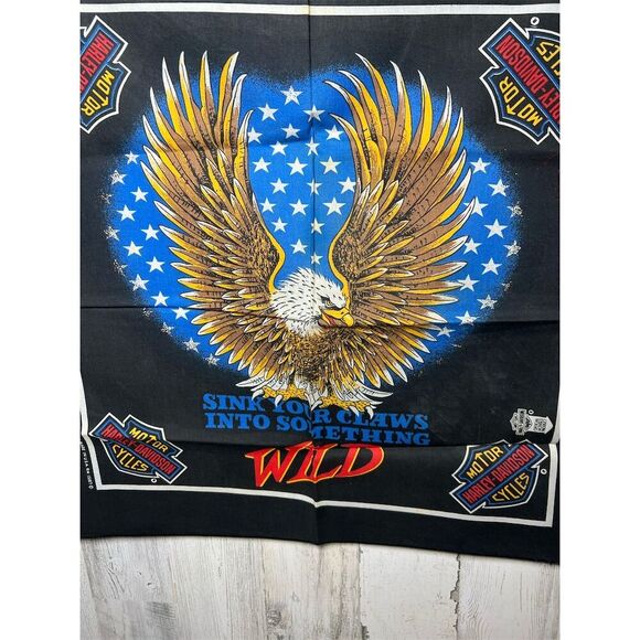 Vintage Harley Davidson Black Bandana Handkerchief 1980s Original USA - Picture 2 of 4